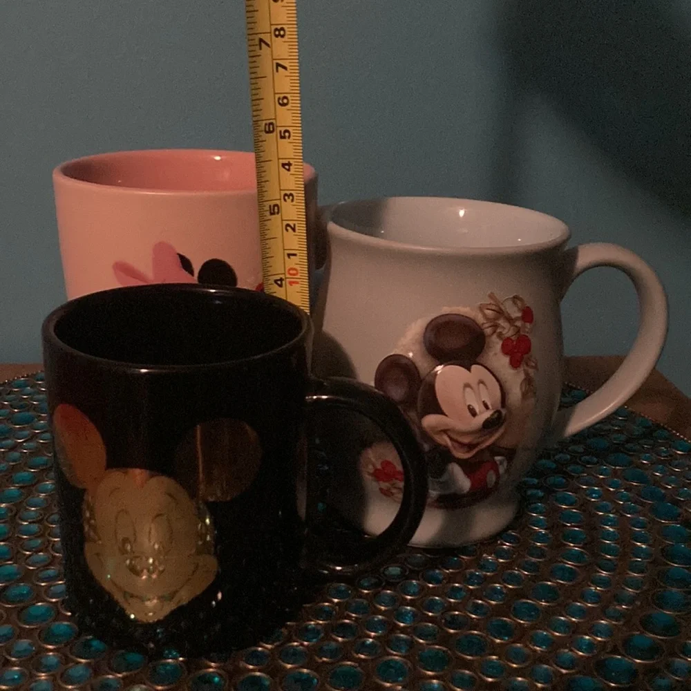 Disney Mickey and Minnie Mouse Mug Trio - Black, Light Blue, Pink - Picture 12 of 12